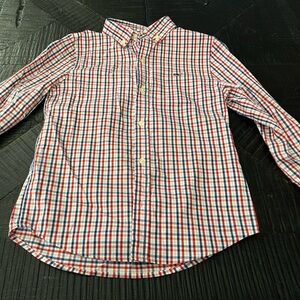 Vineyard Vines Boys Red and Blue Checkered Button Up Shirt Size 5 EUC
